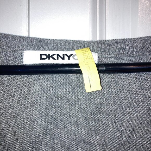 #75 DKNY Grey Sweater Dress with Silver Sequins, Size Small - Picture 5 of 7